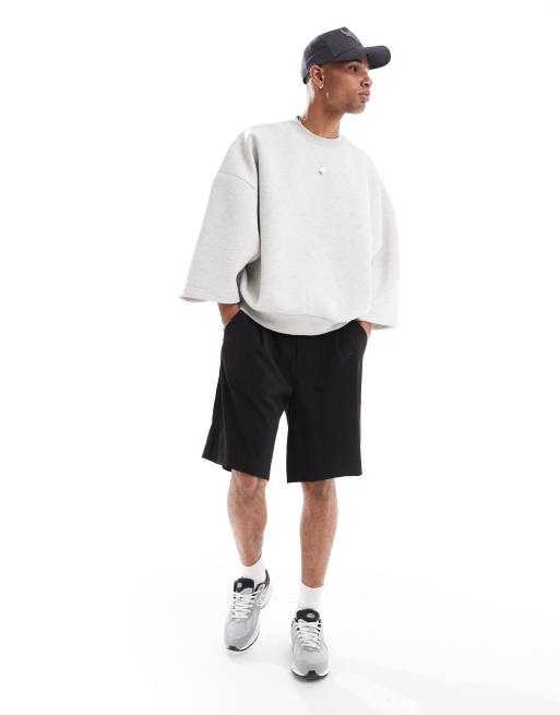 ASOS DESIGN – Bluza o fasonie extreme oversize ze skróconymi rękawami z materiału scuba w szarym melanżowym kolorze 