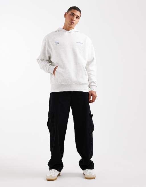 ASOS DESIGN – Bluza oversize w białym melanżowym kolorze z kapturem i napisem, 2 z 5