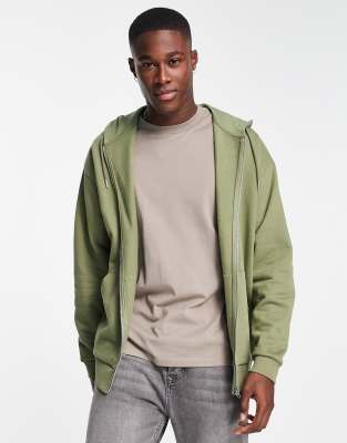 ASOS DESIGN – Bluza oversize w kolorze khaki z suwakiem i kapturem