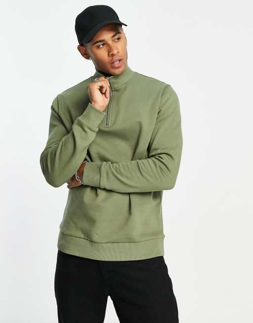 ASOS DESIGN – Bluza oversize w kolorze khaki z suwakiem pod szyją, 3 z 4
