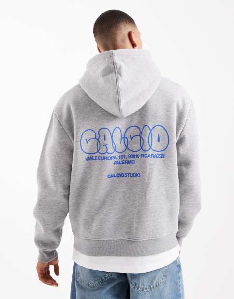 ASOS DESIGN – Bluza oversize w szarym melanżowym kolorze z kapturem i wypukłym wzorem - view 1