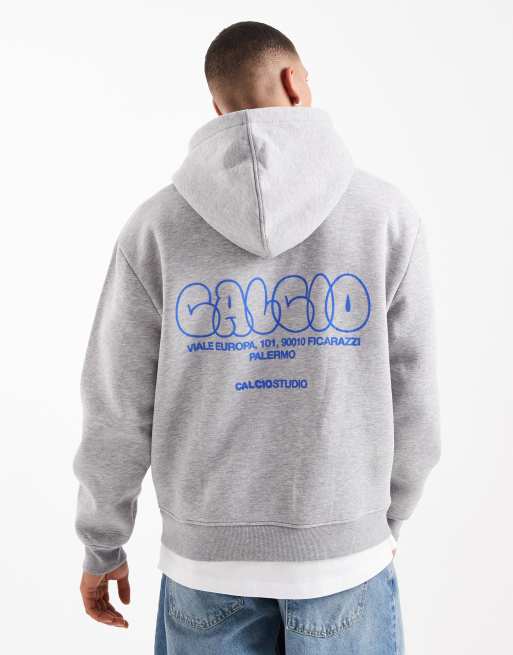 ASOS DESIGN – Bluza oversize w szarym melanżowym kolorze z kapturem i wypukłym wzorem