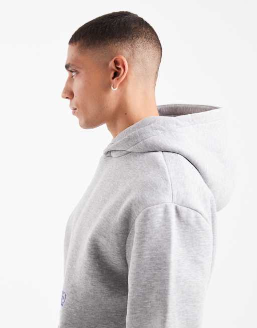 ASOS DESIGN – Bluza oversize w szarym melanżowym kolorze z kapturem i wypukłym wzorem, 4 z 5