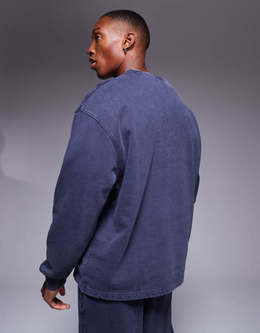 ASOS DESIGN – Bluza oversize z łączonych elementów, w spranym kolorze granatowym, część zestawu, 2 z 4