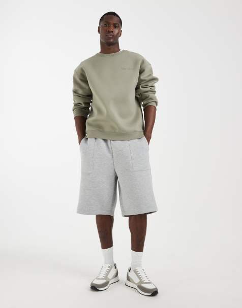 ASOS DESIGN – Bluza oversize z okrągłym dekoltem i nadrukiem, z materiału w stylu scuba w kolorze khaki - view 1