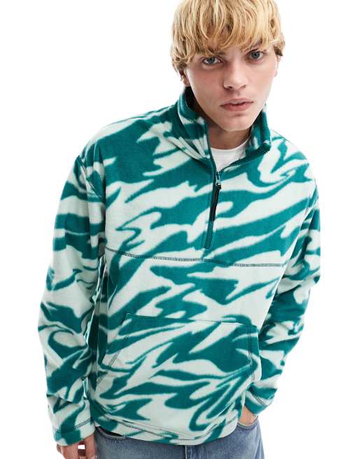 ASOS DESIGN – Bluza polarowa oversize w marmurkowy wzór na całej powierzchni z suwakiem pod szyją