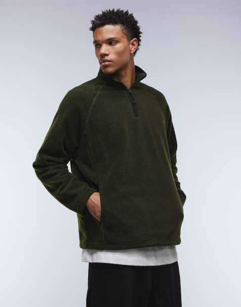 ASOS DESIGN – Bluza polarowa oversize z golfem zapinanym na suwak w kolorze khaki - view 1
