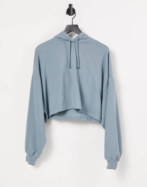 ASOS DESIGN – Bluza z kapturem o pudełkowym kroju z rękawami typu nietoperz w morskim kolorze