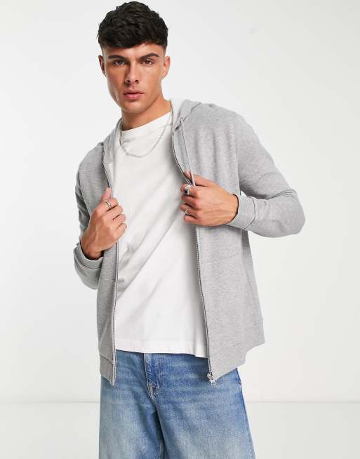 ASOS DESIGN – Bluza z kapturem zapinana na zamek w kolorze szarego melanżu