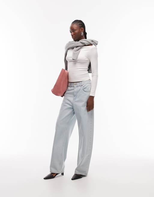 ASOS DESIGN boat neck long sleeve with binding detail in cream, 2 of 4