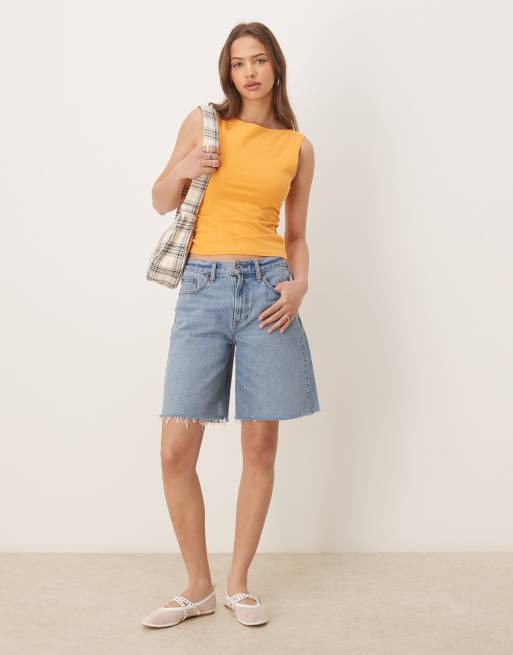 ASOS DESIGN boat neck tank top in apricot