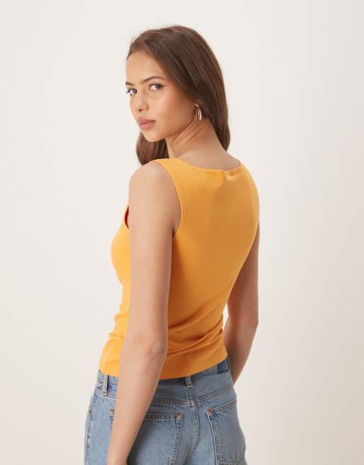 ASOS DESIGN boat neck tank top in apricot