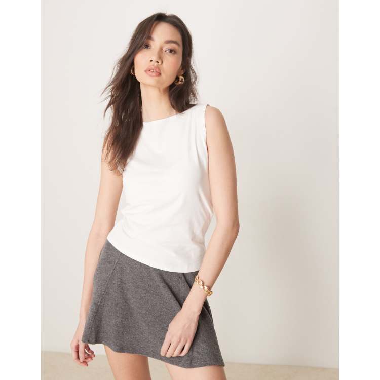 ASOS DESIGN boat neck tank top in cream | ASOS