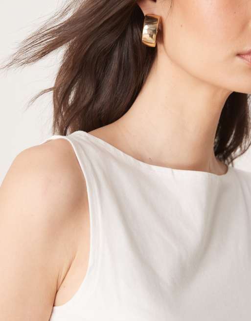 ASOS DESIGN boat neck tank top in cream