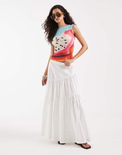 ASOS DESIGN Boat neck tank top with dragon fruit print in soft touch jersey - view 1