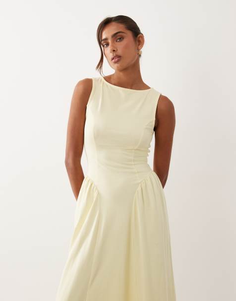 asos midi dress formal ASOS DESIGN structured midi dress with capped sleeve and draped cross front  in black