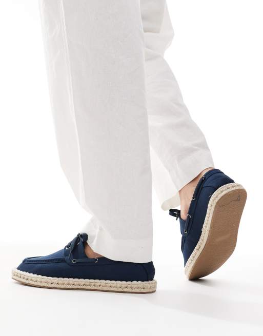 ASOS DESIGN boat shoe espadrilles in navy, 3 of 4