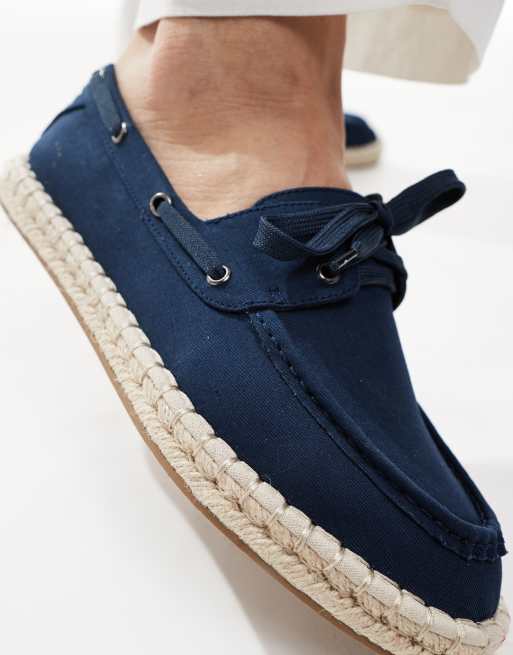 ASOS DESIGN boat shoe espadrilles in navy