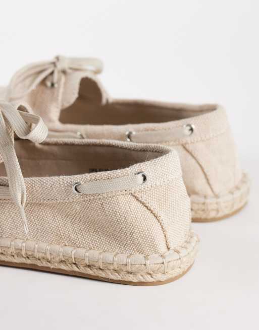 ASOS DESIGN boat shoe espadrilles in stone canvas, 4 of 4