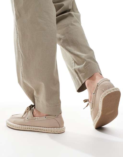 ASOS DESIGN boat shoe espadrilles in stone