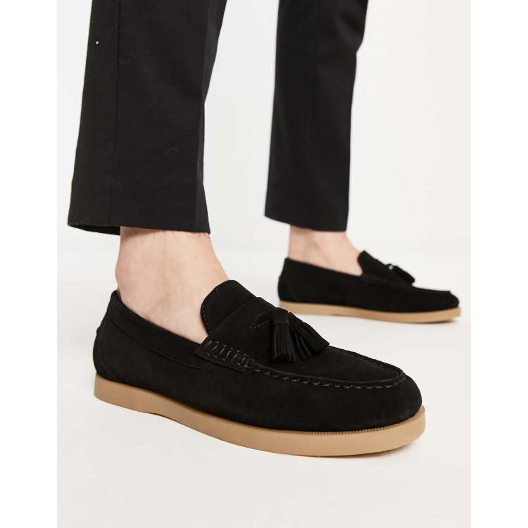 Black suede store boat shoes