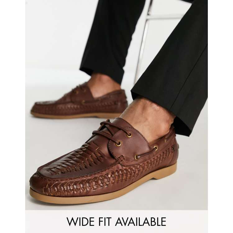 Weaved on sale leather shoes