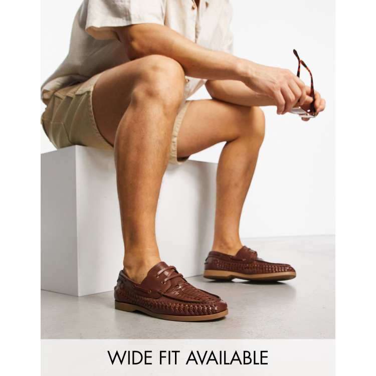 Mens tan leather store boat shoes