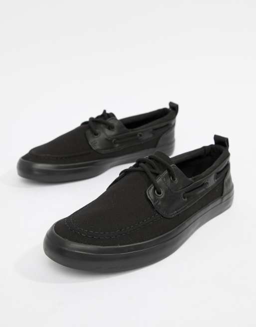 asos design boat shoes in black asos