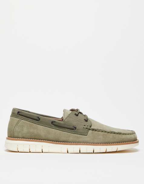 ASOS DESIGN boat shoes in khaki suede - view 1