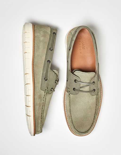 ASOS DESIGN boat shoes in khaki suede, 2 of 4