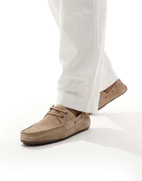 ASOS DESIGN boat shoes in stone suede - view 1