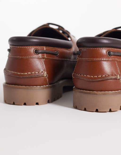ASOS DESIGN boat shoes with cleated sole in tan leather, 4 of 4