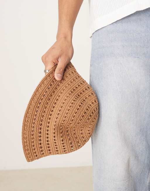 ASOS DESIGN knit bucket hat in camel