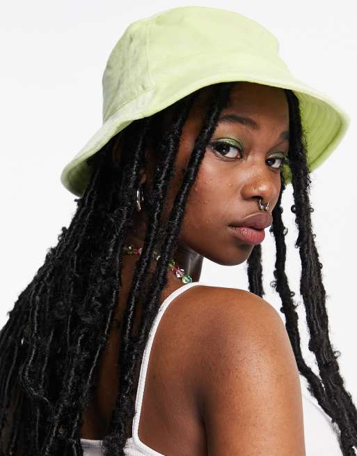 ASOS DESIGN - Bob en velours - Vert citron