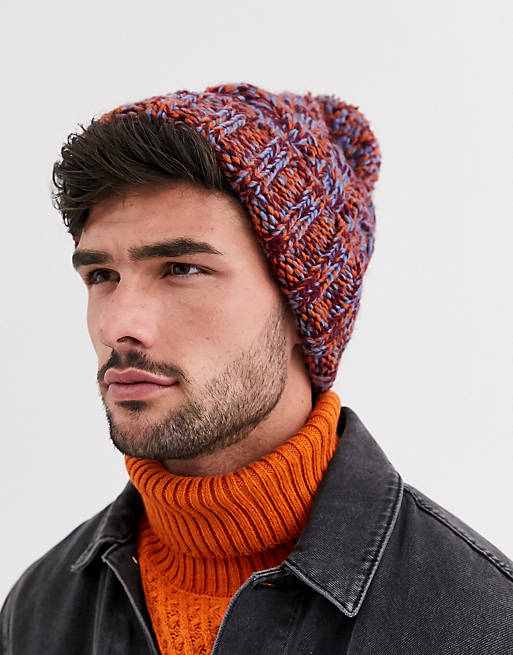 ASOS DESIGN bobble beanie in chunky multi coloured knit | ASOS