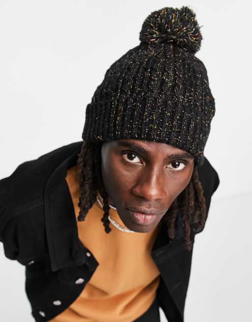 ASOS DESIGN bobble beanie with multicolored nep