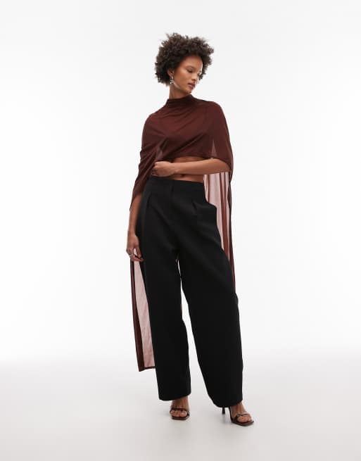 ASOS DESIGN – Bodenlanges Cape-Oberteil aus Netzstoff in Braun, 2 von 4
