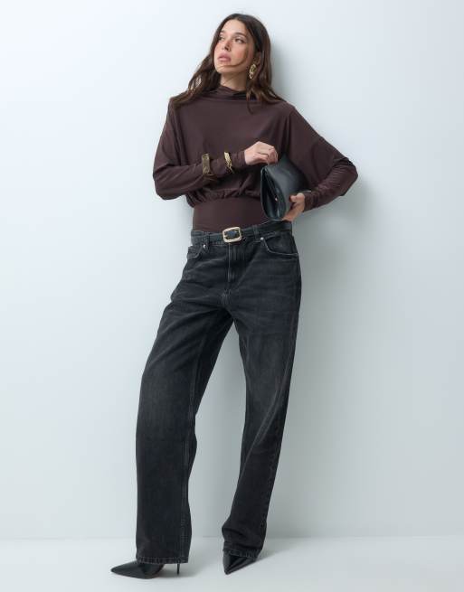 ASOS DESIGN body à épaulettes col montant en mauve, 2 de 5
