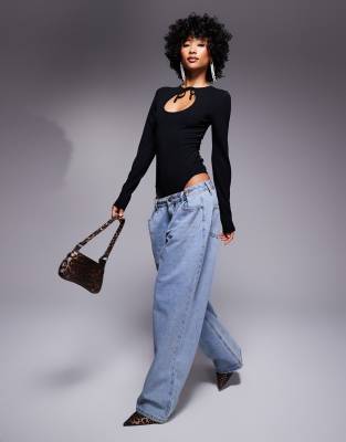 ASOS DESIGN - Body à fente goutte d'eau - Noir