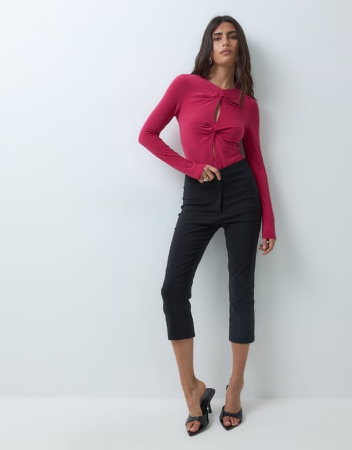ASOS DESIGN body à manches longues devant torsadé rose, 2 de 5
