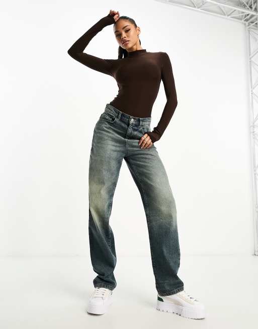 ASOS DESIGN - Body accollato a maniche lunghe sinuoso marrone a doppio strato , 4 di 4