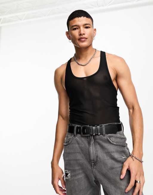 ASOS DESIGN – Body aus Netzstoff in Schwarz