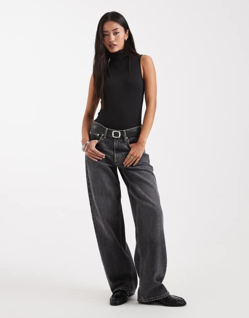 ASOS DESIGN – Body aus Polyamid in Schwarz mit Trichterkragen, 2 von 4