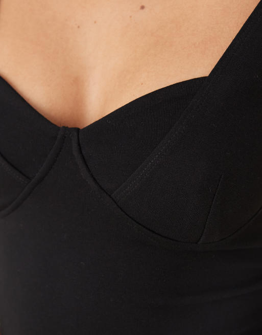 ASOS DESIGN – Body aus Polyamid in Schwarz mit U-Ausschnitt, 3 von 4