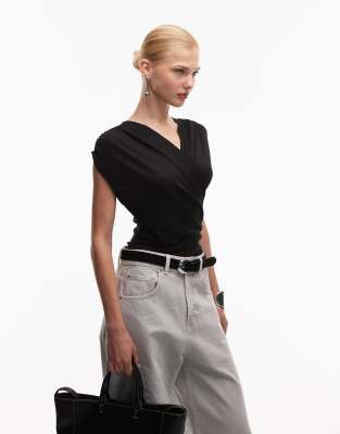 ASOS DESIGN - Body cache-caur effet drapé en jersey doux - Noir