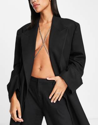 ASOS DESIGN BODY CHAIN IN CHUNKY CURB CHAIN IN GOLD TONE 