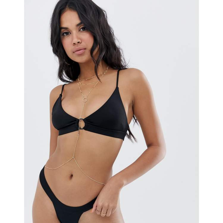 ASOS DESIGN body chain with open circle and vintage style chain in