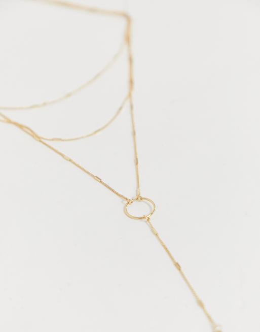 ASOS DESIGN body chain with open circle and vintage style chain in