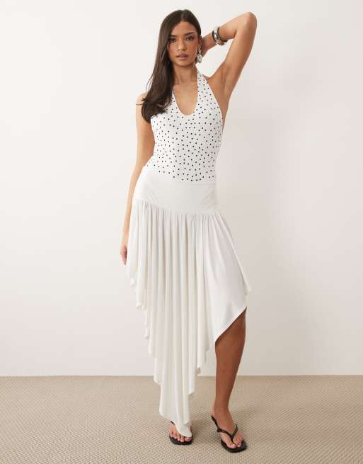 ASOS DESIGN - Body con estampado de lunares y cuello ancho de poliamida, 2 de 4