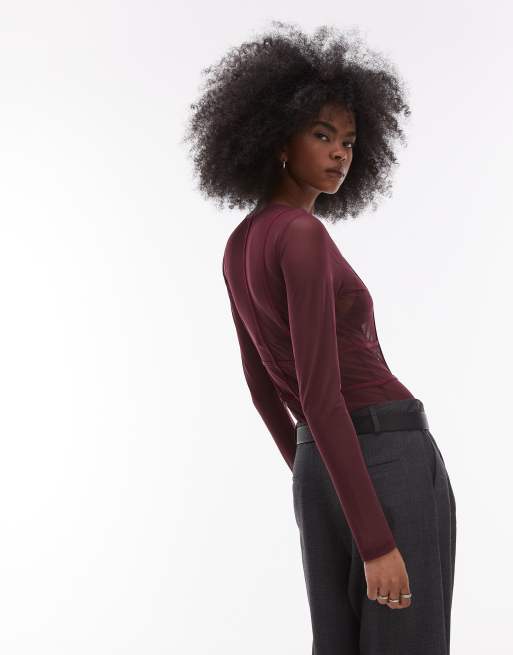 ASOS DESIGN - Body effet corset - Bordeaux, 4 de 4